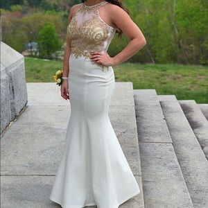 White & gold prom dress!